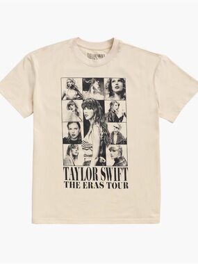 Taylor Swift Beige & Black The Eras Tour Graphic Tee- Med